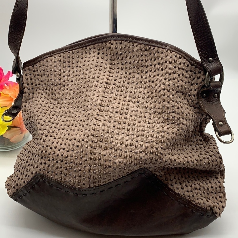 Vin Baker Anthropologie Brown Tan Large Leather Shoulder Bag. BRN1573A